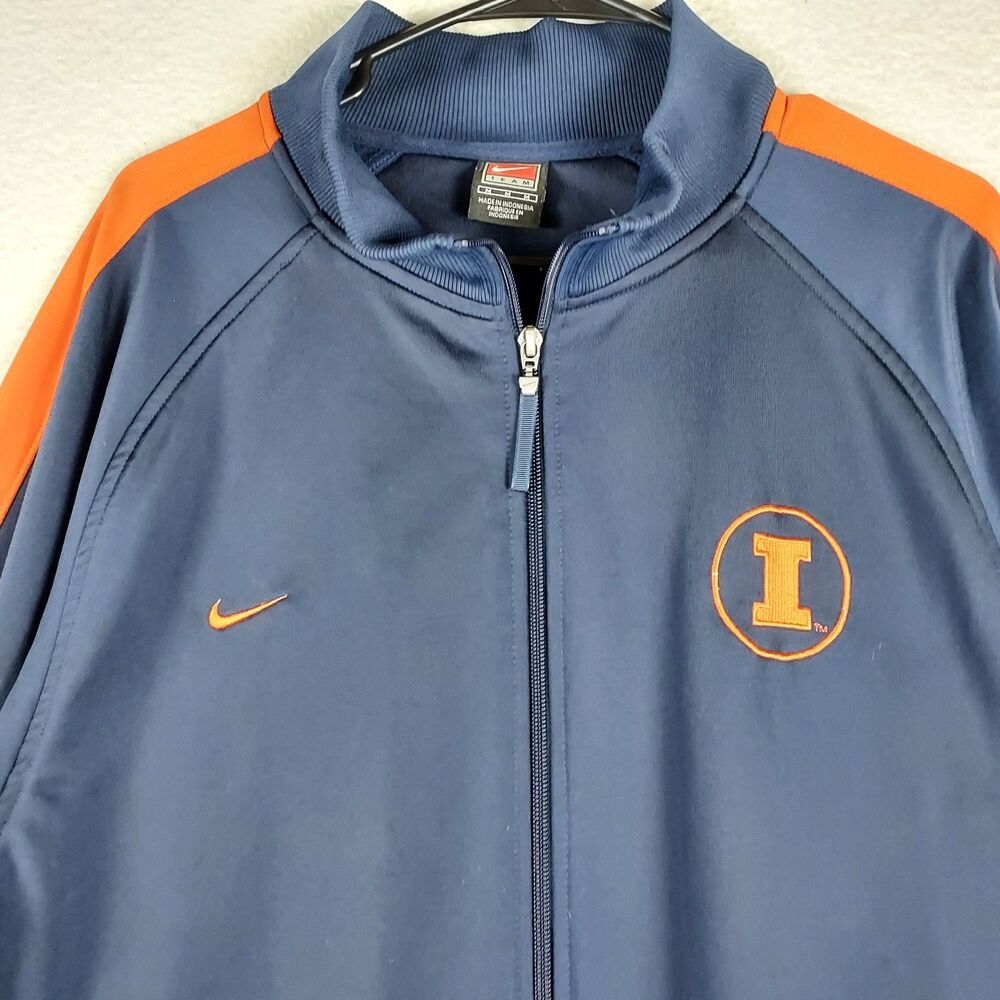 Nike Illinois Fighting Illini Track Jacket Mens M Blue Orange Full Zip - Picture 4 of 11